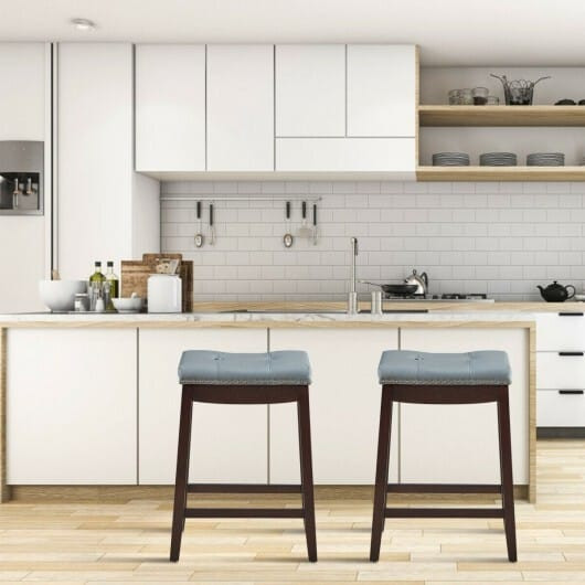 Set of 2 24-Inch Height Backless Counter Stool with Footrest-White