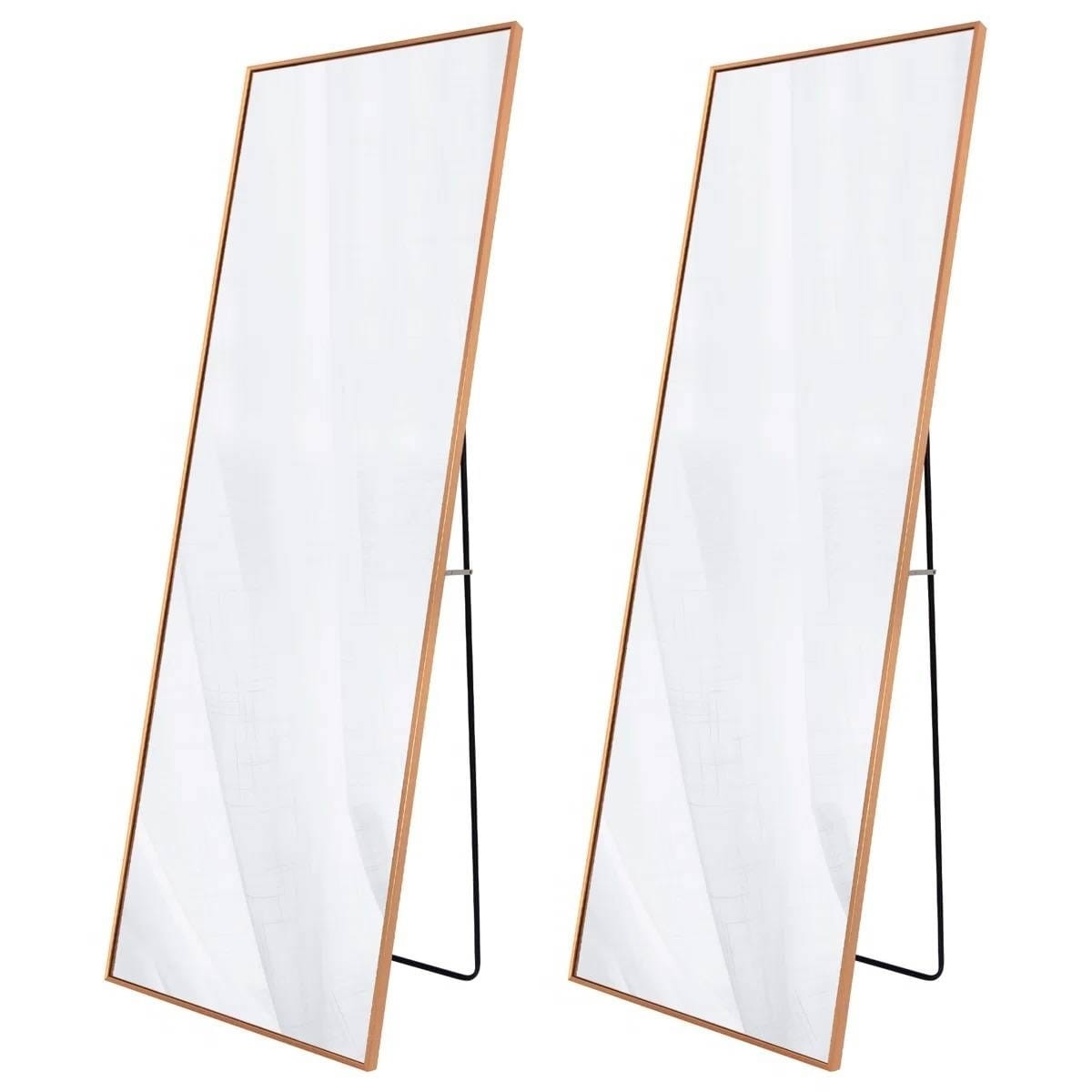 Set of 2 - Gold 65-inch Full Length Freestanding Floor Mirror with Stand