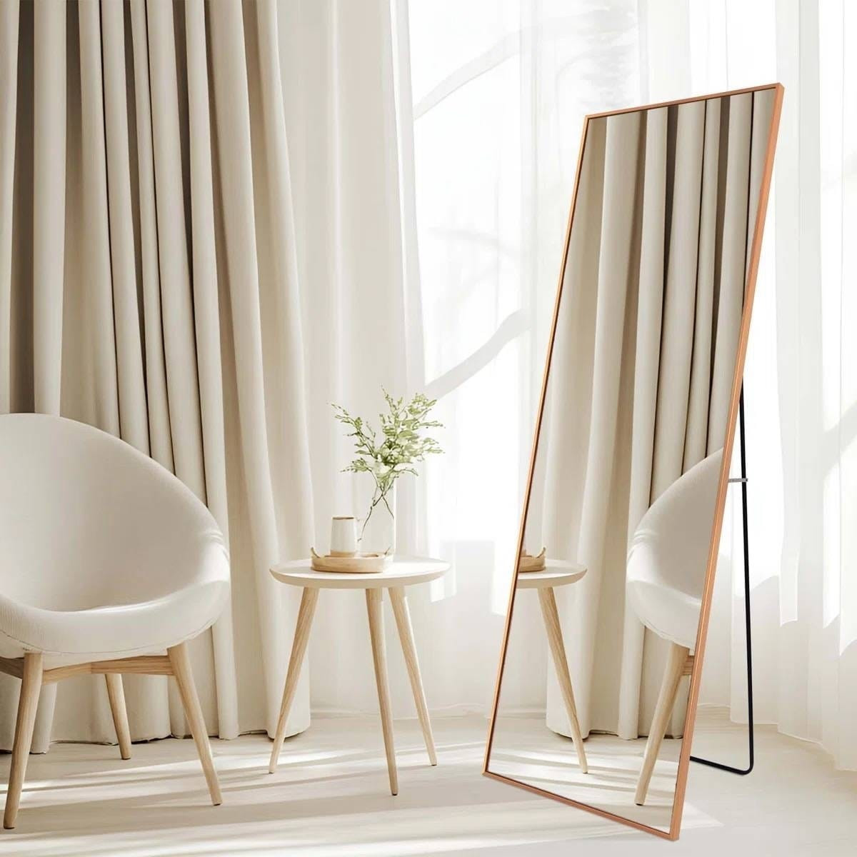 Set of 2 - Gold 65-inch Full Length Freestanding Floor Mirror with Stand