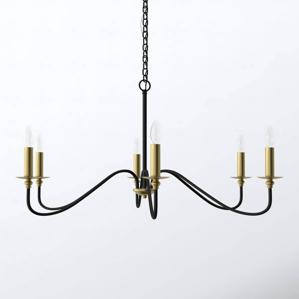 30-inch Traditional Dimmable 6-Light Chandelier in Black/Brass Finish