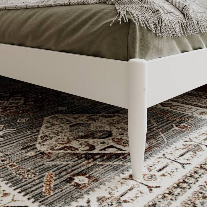 Full Size Solid Hardwood Victorian Style White Platform Bed