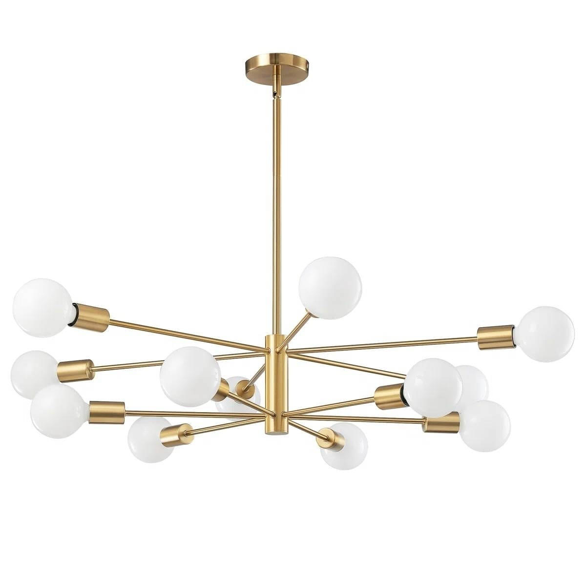 Gold 33-inch Modern 12-Light Dimmable Sputnik Chandelier Lamp