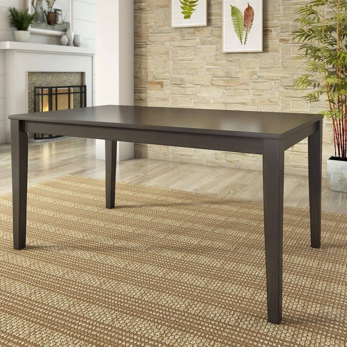 Classic 36 x 60 inch Farmhouse Dining Table in Antique Black Wood Finish