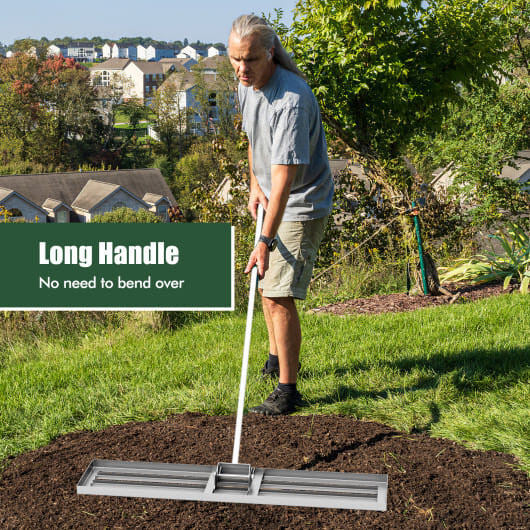Lawn Leveling Rake 46 x 10 Inch Heavy Duty Lawn Level Tool for Soil-Black