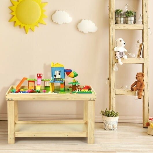 Solid Multifunctional Wood Kids Activity Play Table-Dark Brown