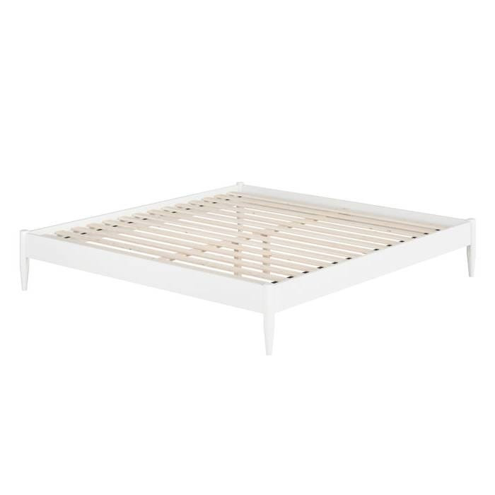 Queen Size Solid Hardwood Victorian Style White Platform Bed