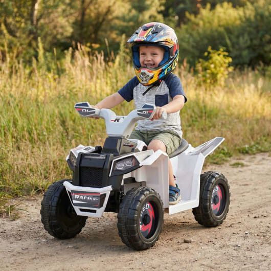 6V Kids Electric ATV Quad Car with Detachable Trailer-White