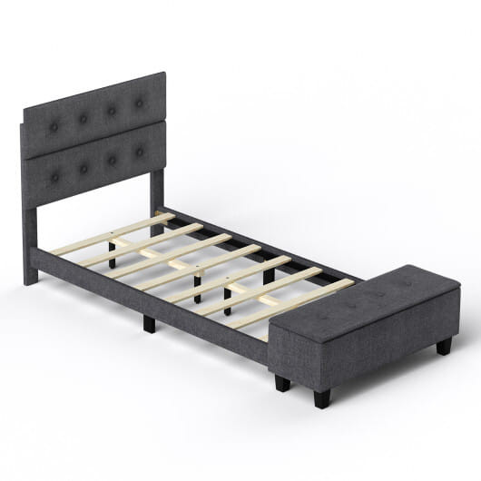 Twin/Full/Queen Upholstered Bed Frame with Ottoman Storage-Full Size
