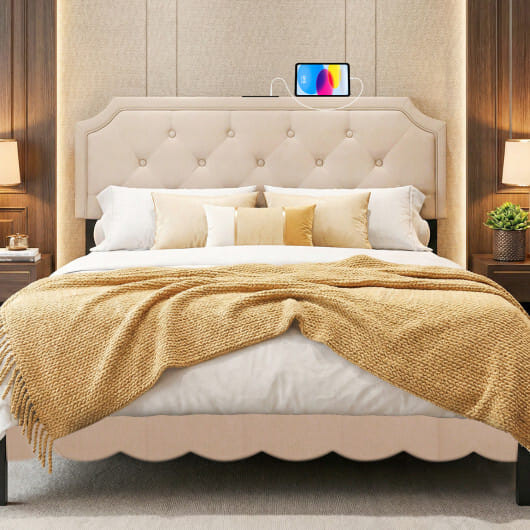 Headboard for Queen and Full Size Bed Tufted Upholstered Head Board-Gray