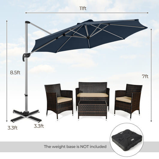 11 FT Outdoor Patio Umbrella with 360 Rotation and Adjustable Tilt-Navy