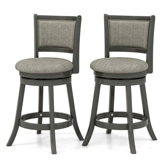 Swivel Bar Stools Set of 2 with Soft-padded Back and Seat-L