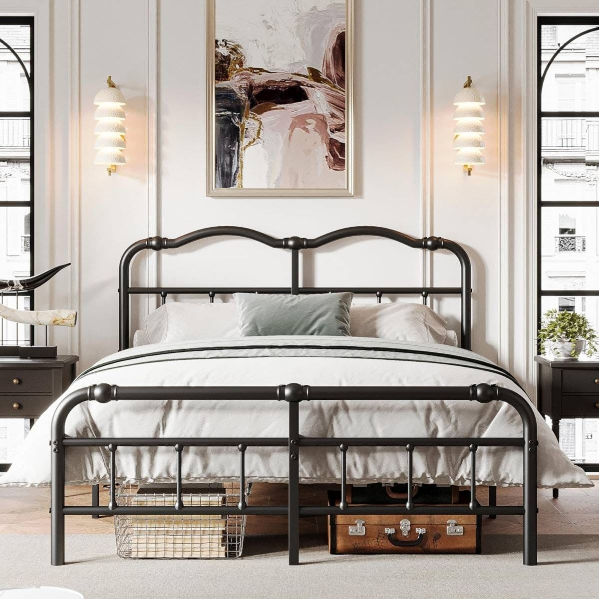 King Size Industrial Vintage Heavy Duty Steel Slat Bed Frame
