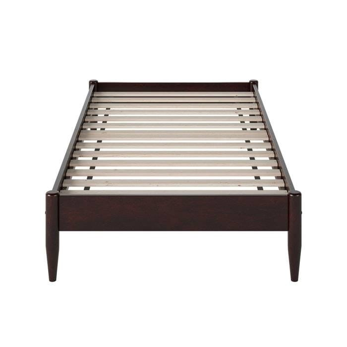 Twin Size Solid Hardwood Victorian Style Espresso Platform Bed