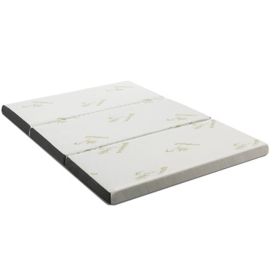 Portable Tri-fold Memory Foam Floor Mattress Topper Portable with Carrying Bag-M