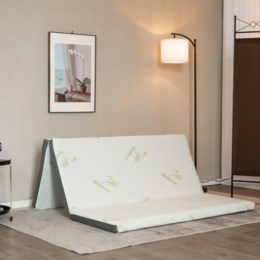 Portable Tri-fold Memory Foam Floor Mattress Topper Portable with Carrying Bag-M