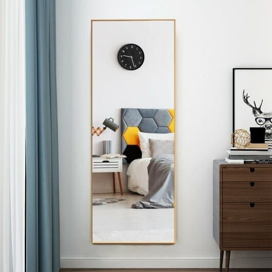 59 Inch Full Length Mirror Large Rectangle Bedroom Mirror-Golden