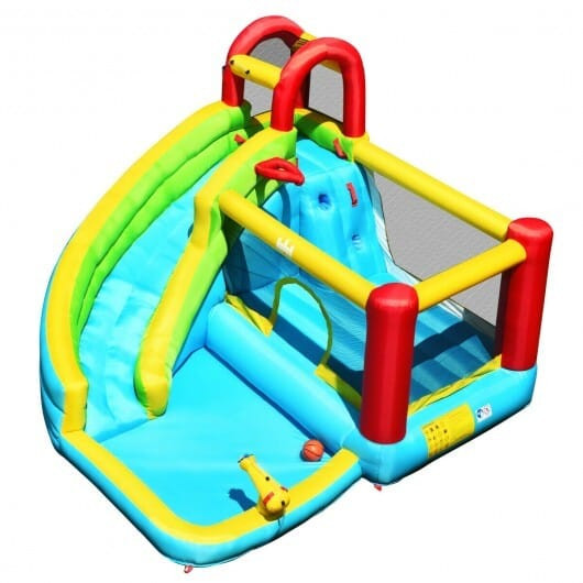 6-in-1 Inflatable Bounce House with Climbing Wall and Basketball Hoop without Blower