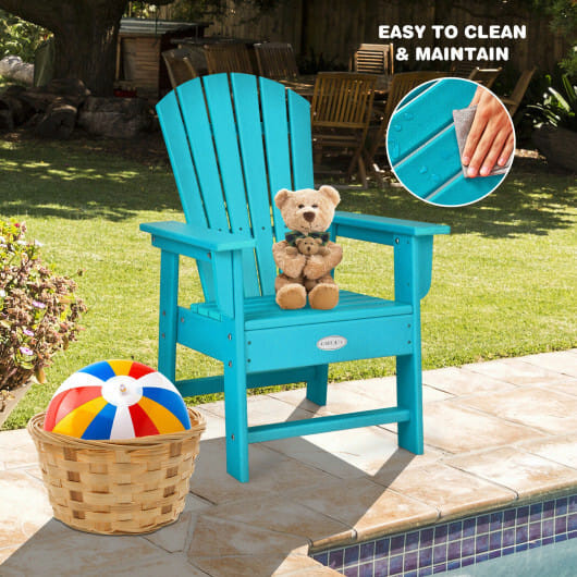 Patio Kids' Adirondack Chair with Ergonomic Backrest-Green