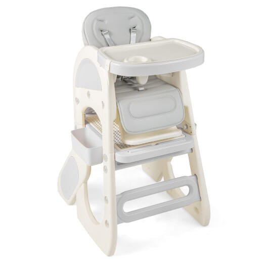 Convertible Baby High Chair with Double-layer Tray and Adjustable Backrest-Pink