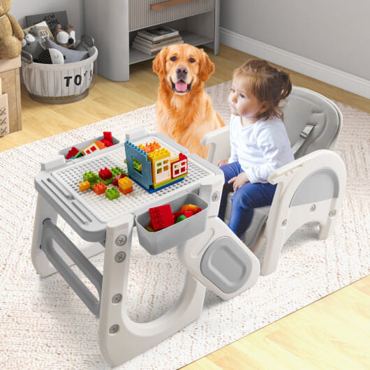 Convertible Baby High Chair with Double-layer Tray and Adjustable Backrest-Pink