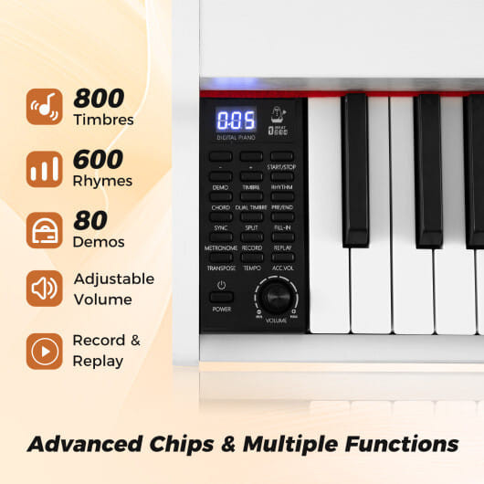 88-Key Keyboard Piano Set with Adjustable Stand-Black