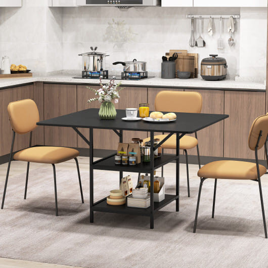 47 Inch Rectangular Dining Table with 2 Open Storage Shelves and Sturdy Metal Legs for 4-6-Rustic B