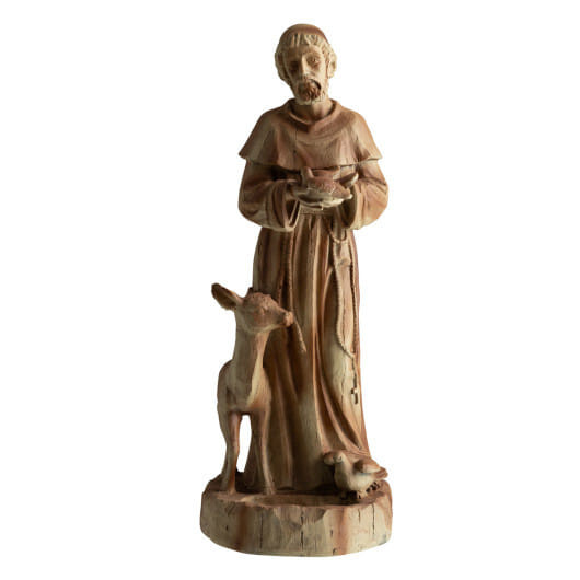 24.5 inch St. Francis Statue with Bird Feeder Saint Francis of Assisi with Animals Sculpture-Rustic