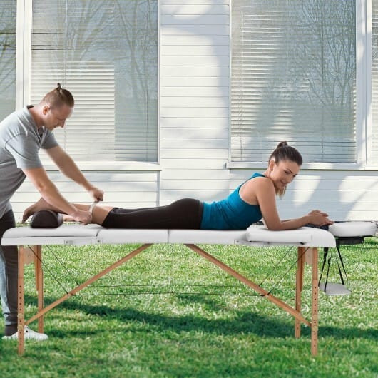 3 Fold Portable Adjustable Massage Table with Carry Case-Black