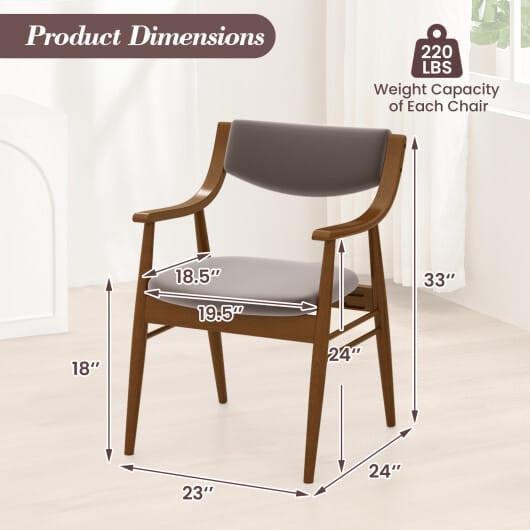 Wooden Dining Chair Set of 2 with Padded Seat and Back-Black