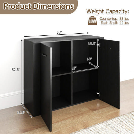 38" Buffet Modern Sideboard Cabinet with Storage-Natural