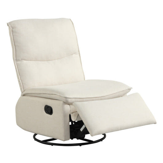 360 Swivel Rocking Chair with Cushioned Back for Living Room-Beige
