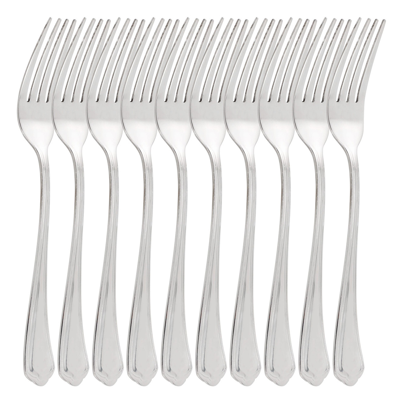 Gibson Home Hillside Daisies 10 Piece Stainless Steel Dinner Fork Set