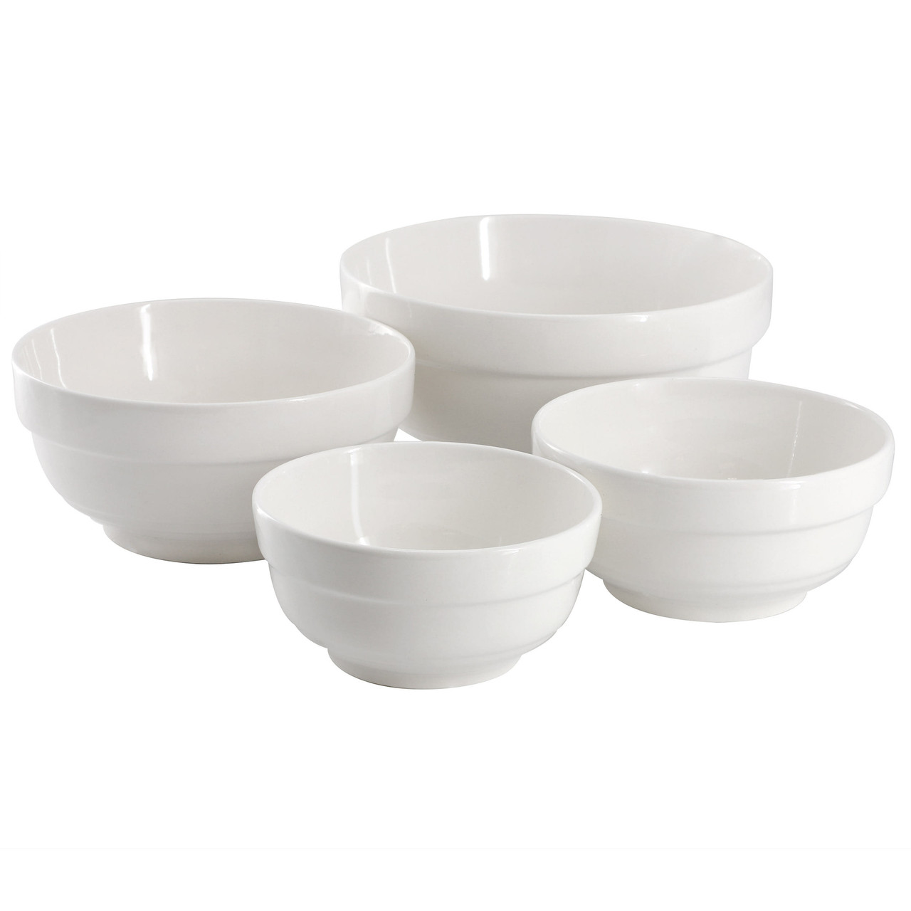 Gibson Home Great Essentials 4 Piece Fine Ceramic Serving Bowl Set in White