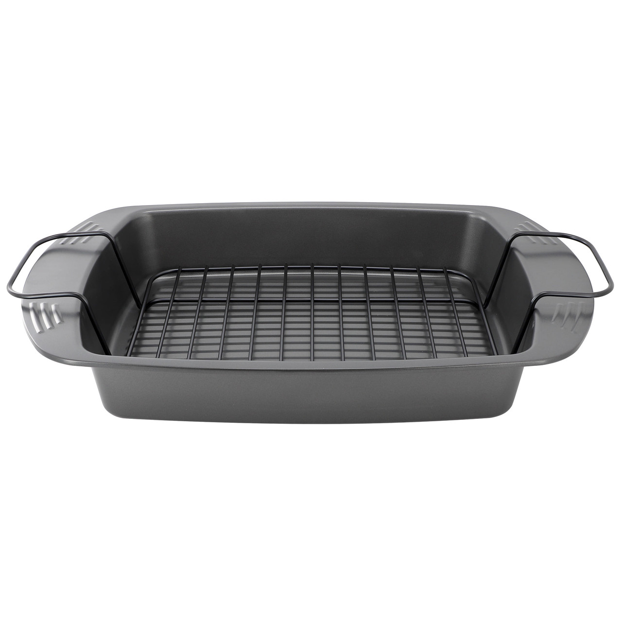 Gibson Home Towerhill 16.7 x 12.7 Inch Nonstick Steel Roaster Pan with Rack