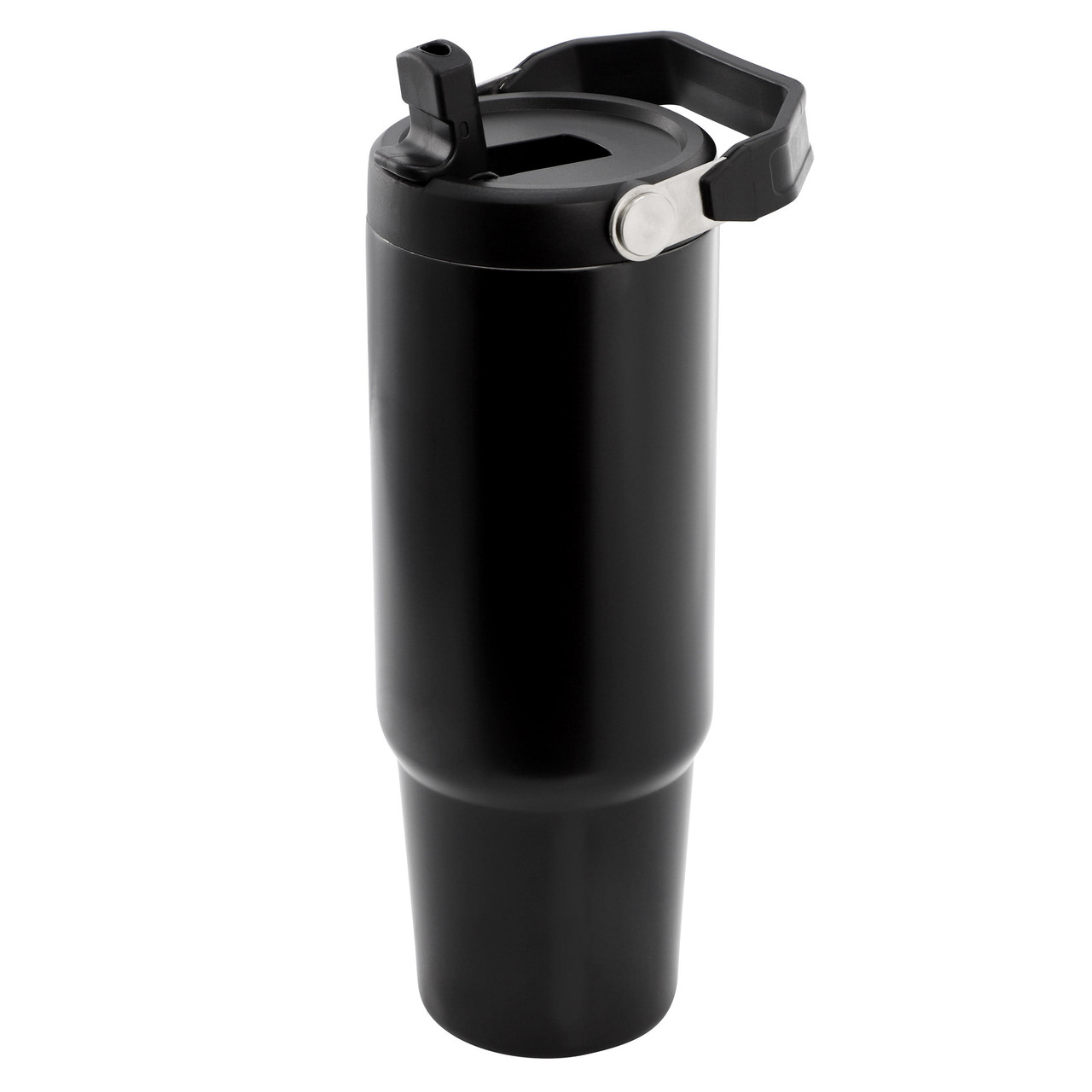 Gibson Home 29oz Marina Stainless Steel Thermal Tumbler with Top Handle and Folding Straw in Black