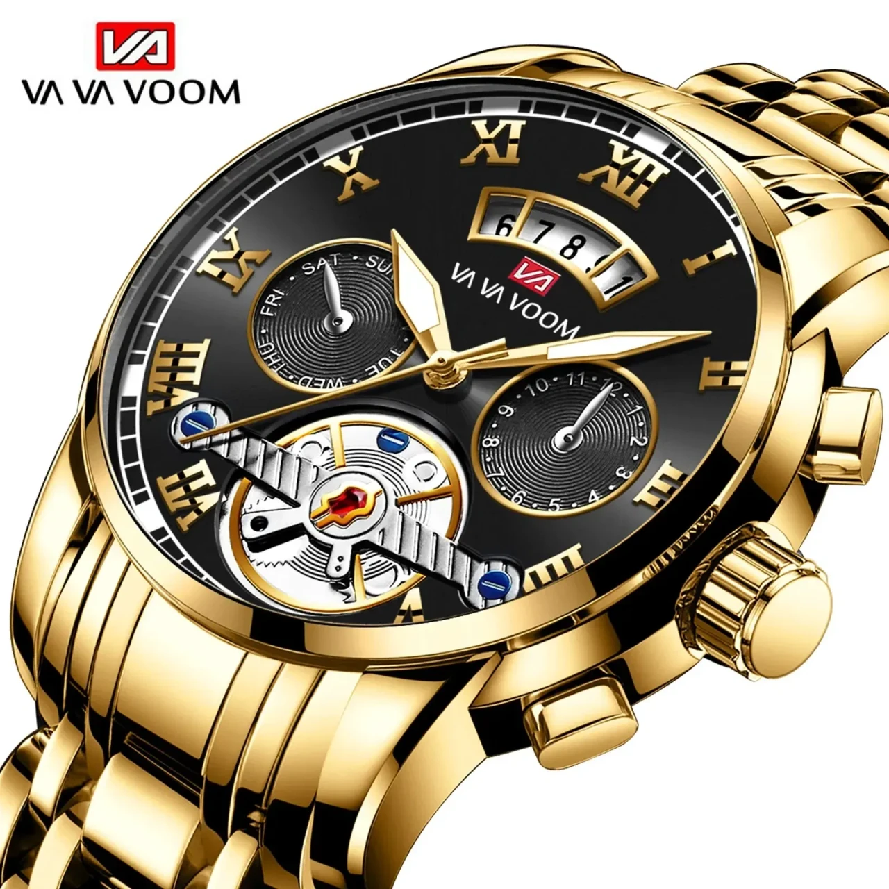 Color: Multicolor - Relogio Masculino Top Brand Mens Luxury Watch Stainless Steel Luminescence Cloc