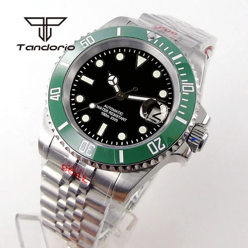 Color: Pink - Tandorio NH35A Date Stainless Steel 40mm Dive Automatic Men Watch Sapphire Crystal Ro