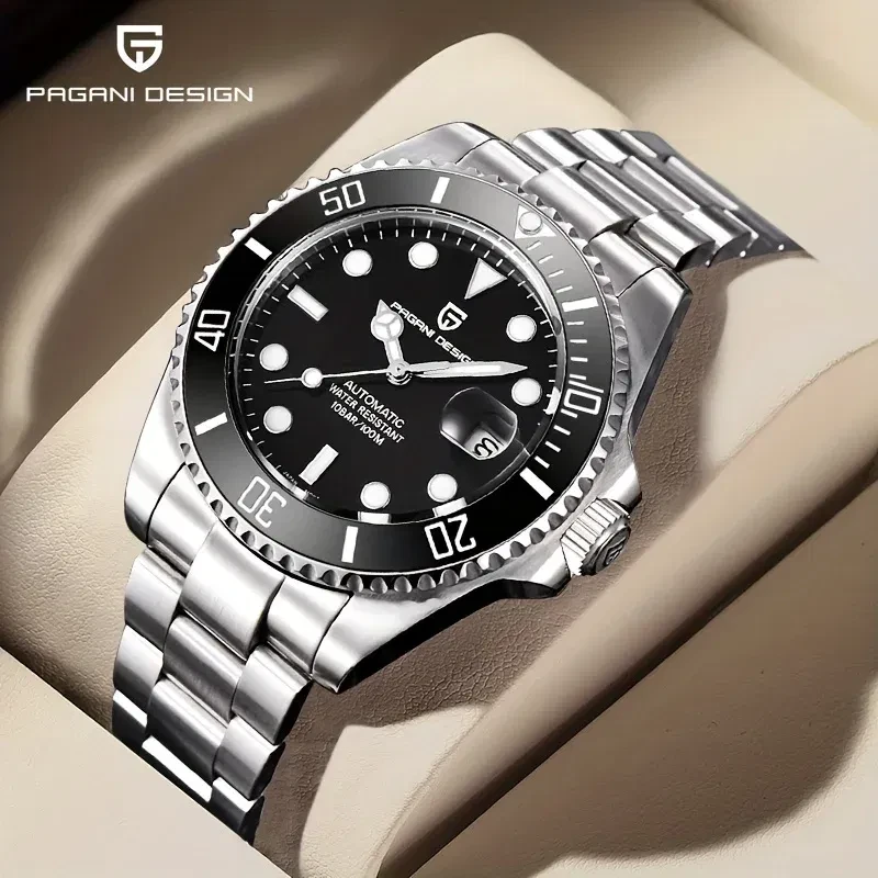 Color: black - PAGANI DESIGN Men Mechanical Wristwatch Luxury Ceramic Bezel Automatic Watch Sapphir
