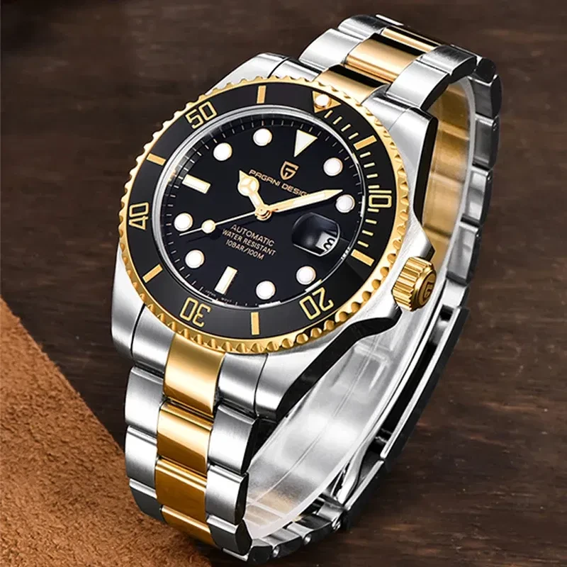 Color: black - PAGANI DESIGN Men Mechanical Wristwatch Luxury Ceramic Bezel Automatic Watch Sapphir