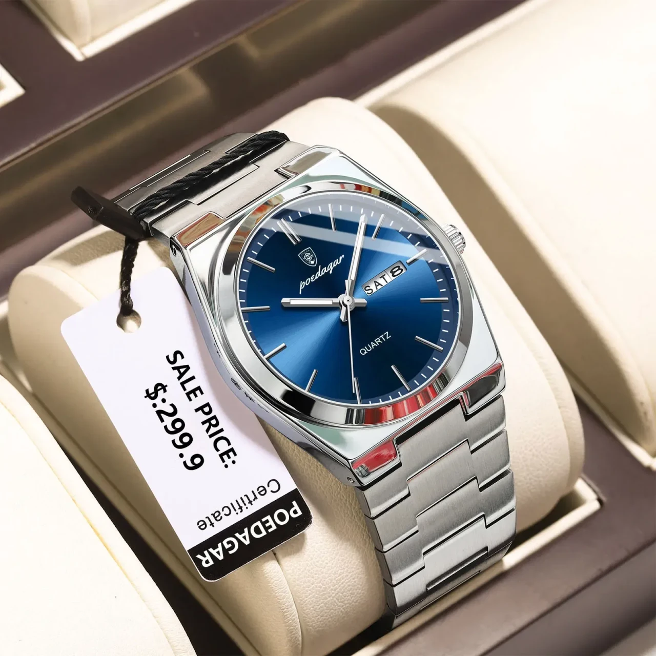 Color: BRONZE - POEDAGAR Luxury Watch For Man Waterproof Luminous Date Week Stainless Steel Men Wat
