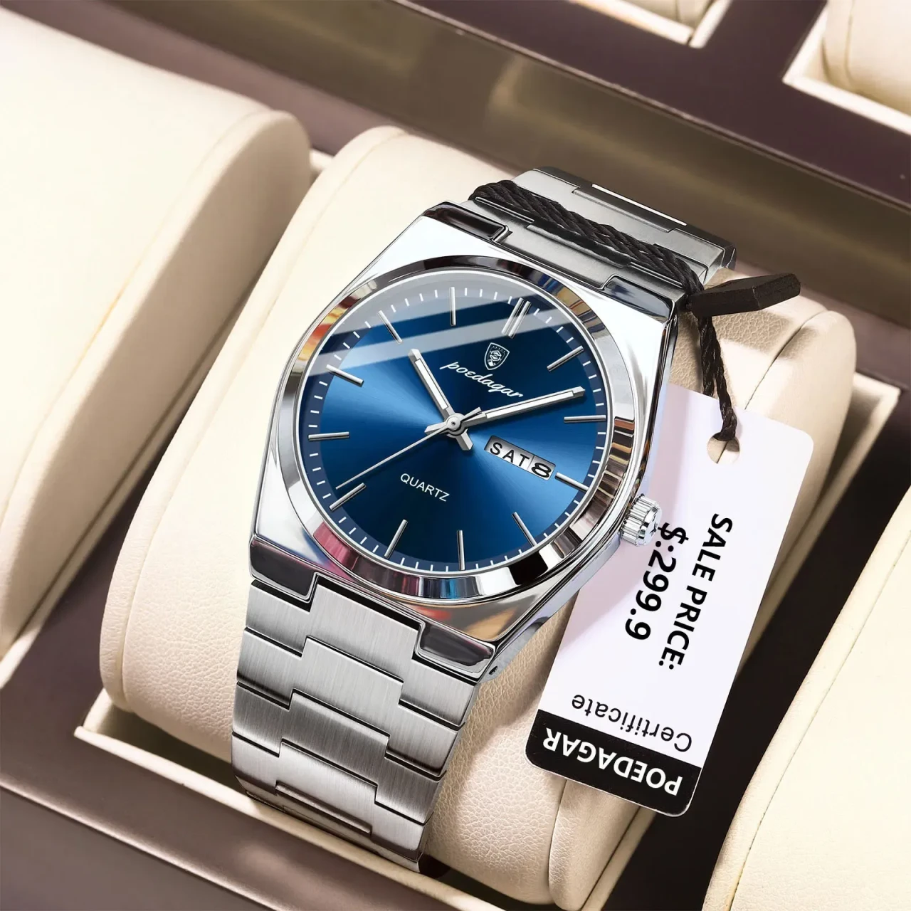 Color: BRONZE - POEDAGAR Luxury Watch For Man Waterproof Luminous Date Week Stainless Steel Men Wat