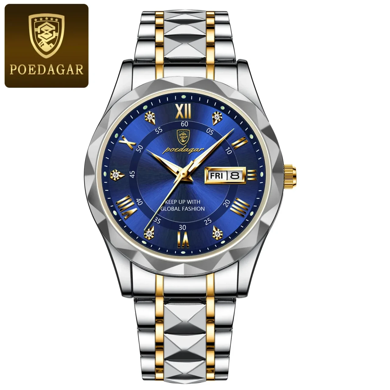 Color: WHITE - POEDAGAR Luxury Business Man Wristwatch Waterproof Luminous Date Week Men Watch For 