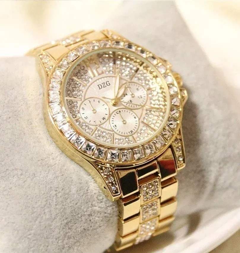 Color: Rose - Fashion Women Watch with Diamond Watch Ladies Top Luxury Brand Ladies Casual Women's 