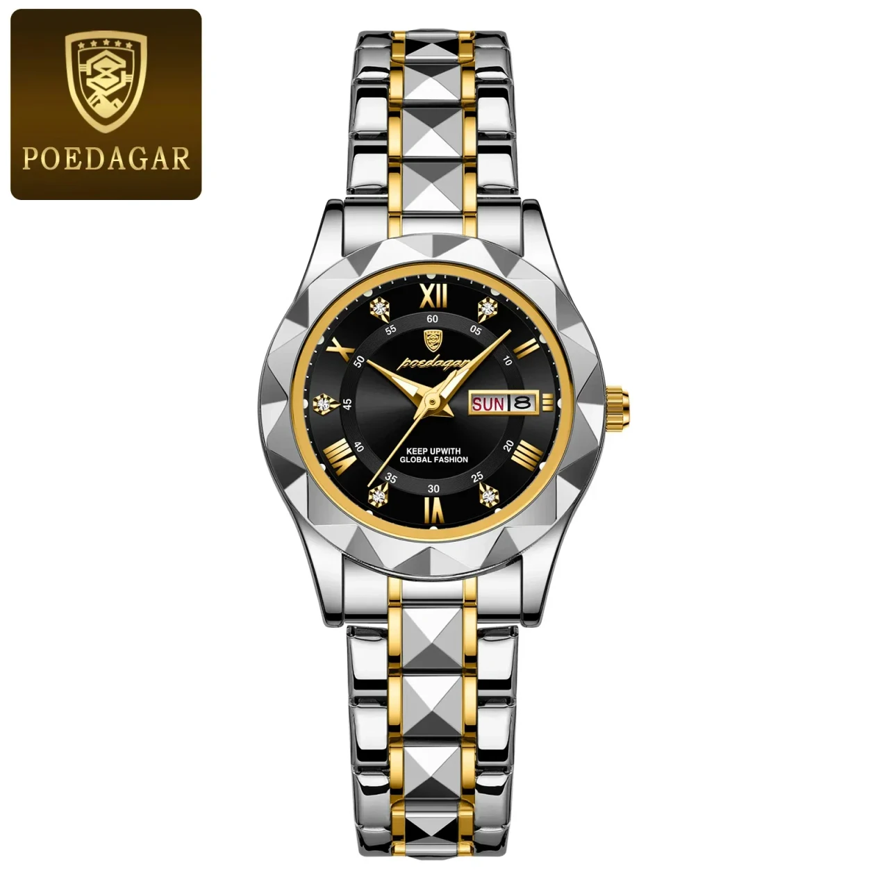 Color: Rose - POEDAGAR Luxury Ladies Dress Watch Luminous Waterproof Week Date Woman Wristwatch Sta