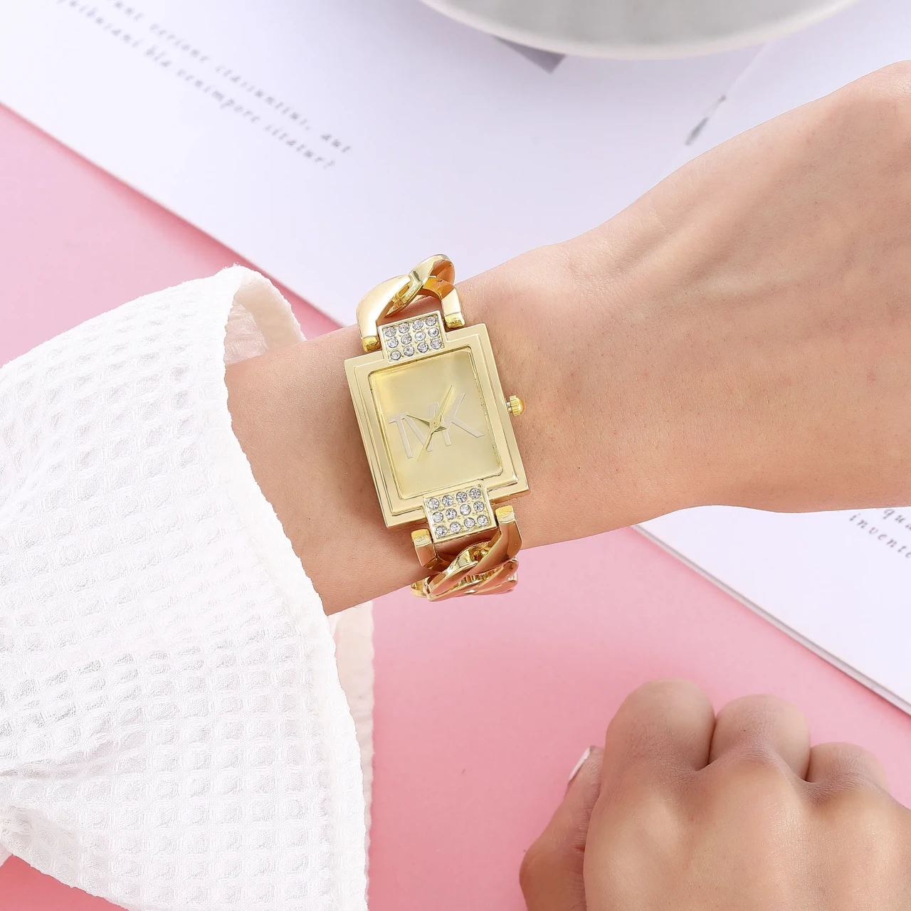 Color: BRONZE, Ships From: CHINA - Luxury Brand Women's Watch Fashion Elegant Style Metal Strap Squ