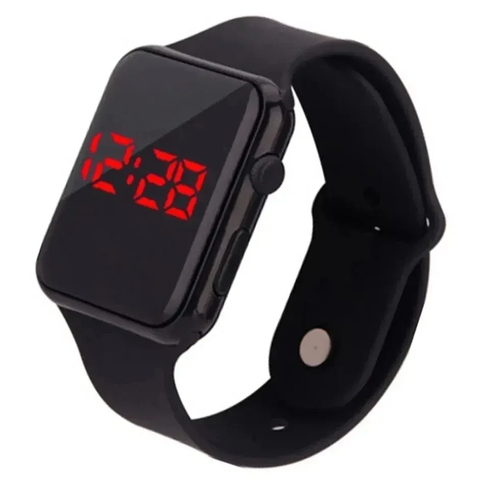 Color: Gold - Simple Digital Watch for Men Women Fashion Sport LED Electronic Watch Black Silicone 