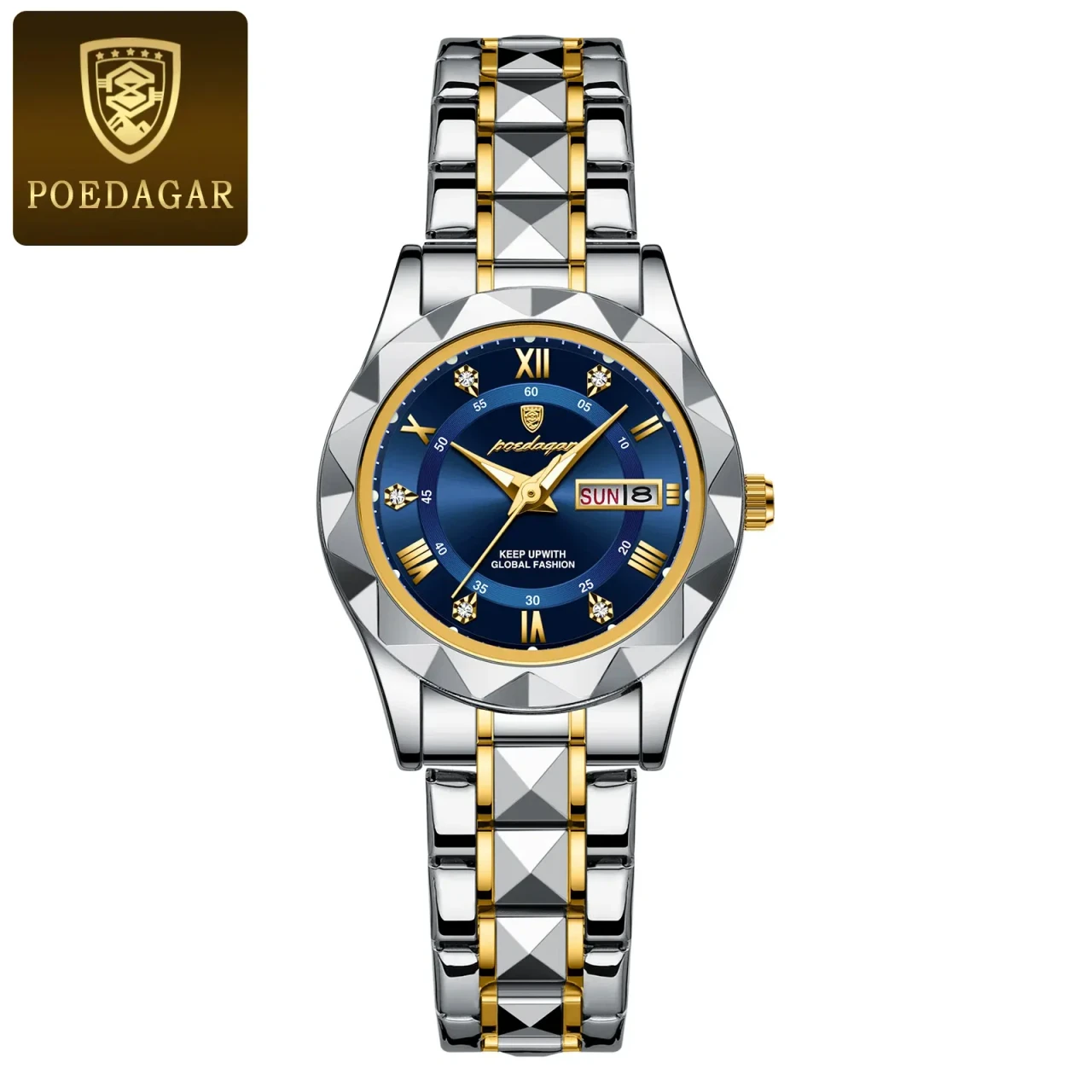 Color: BRONZE - POEDAGAR Luxury Ladies Dress Watch Luminous Waterproof Week Date Woman Wristwatch S