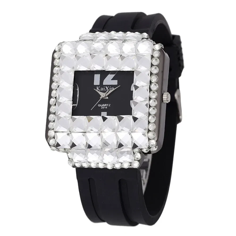 Color: WHITE - Luxury Brand Big Dial Full Diamond Watches Fashion Girls Fashion Ladies Quartz Watch