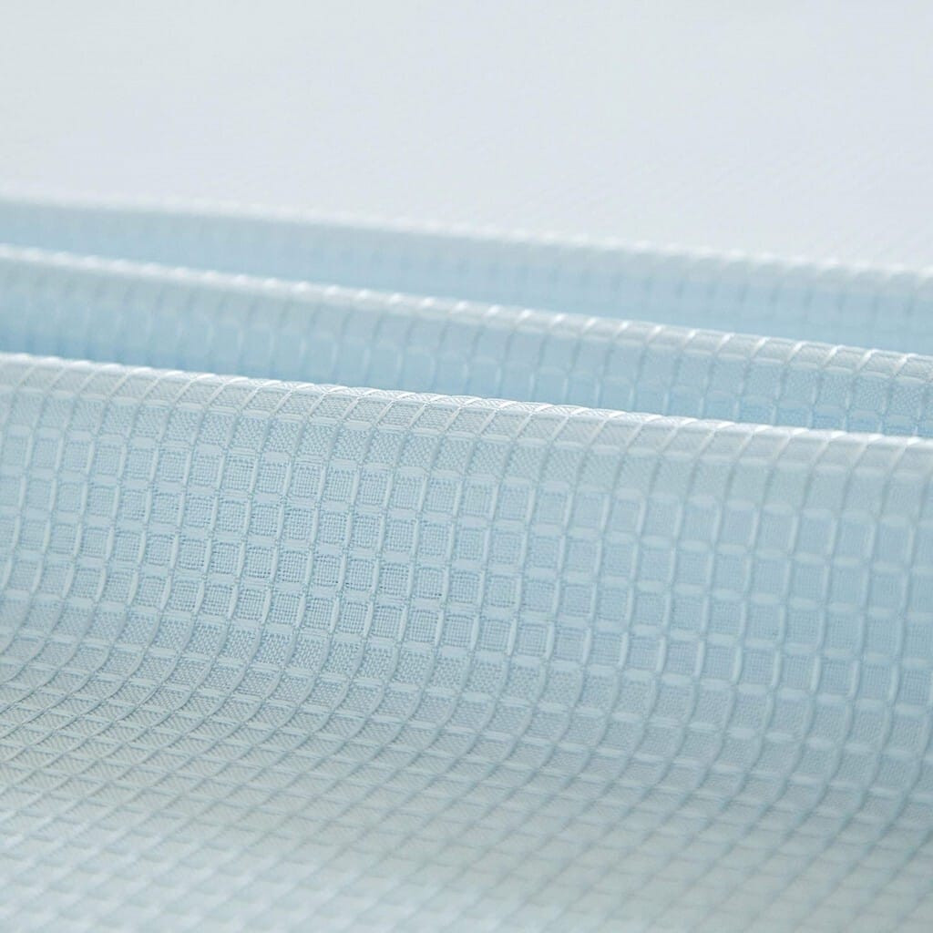 Light Blue Sheer and Grid Shower Curtain and Liner Set