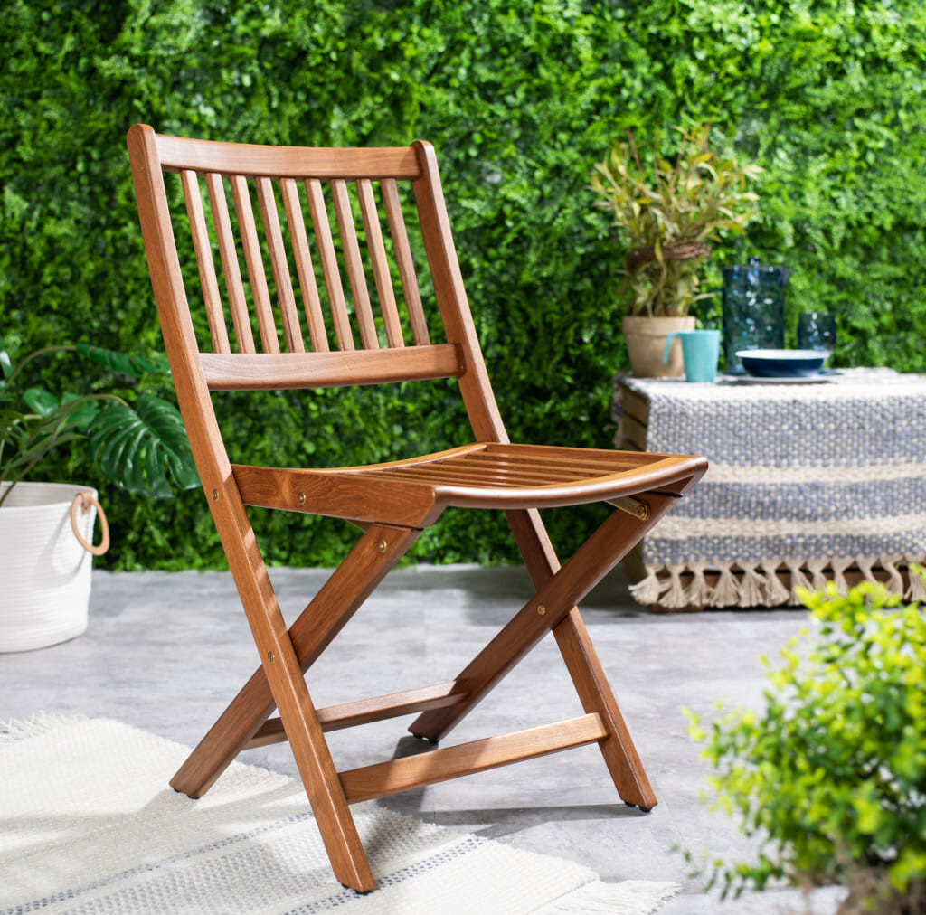 24" Brown Solid Wood Indoor Outdoor Deck Chair